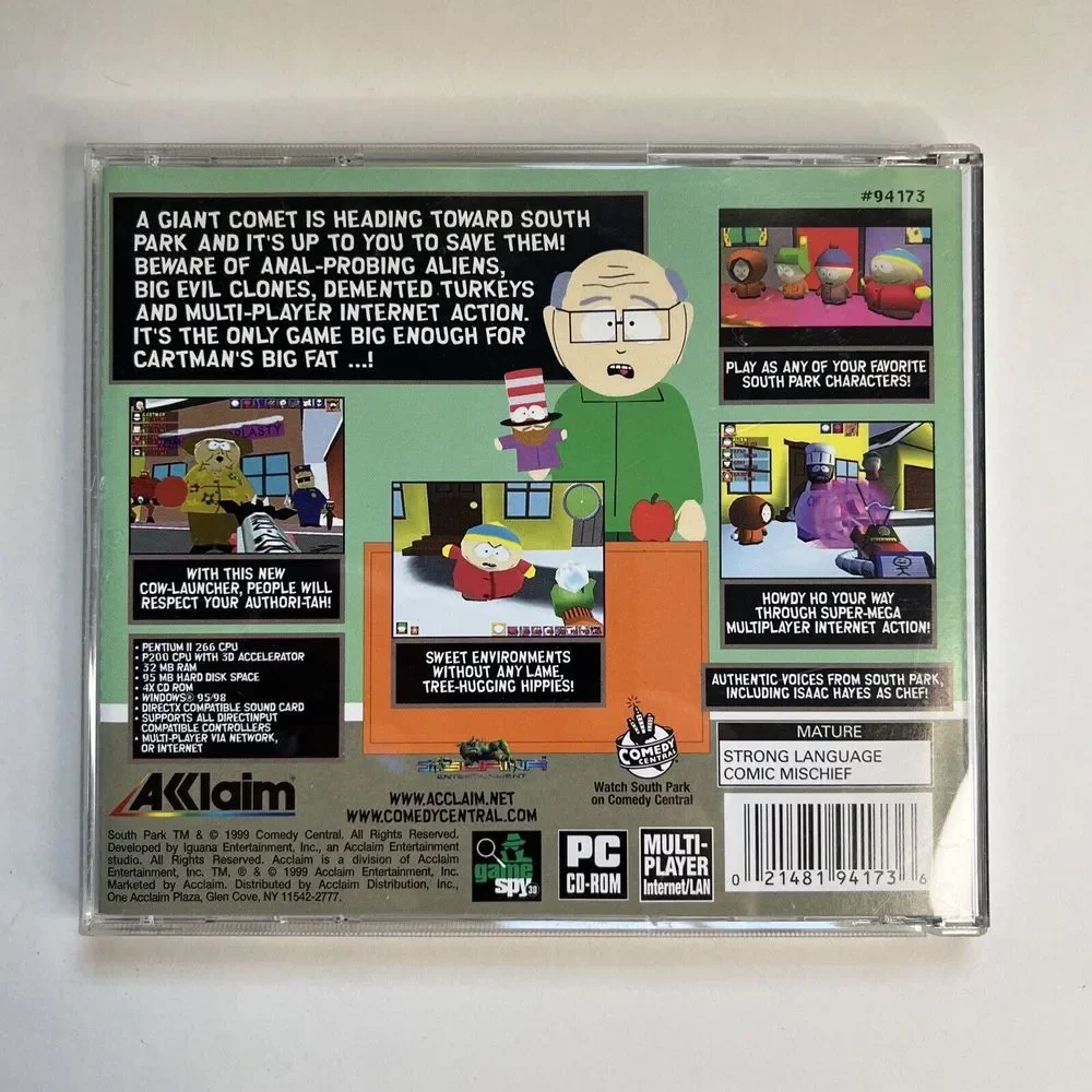 Comedy Central South Park Official PC Game Acclaim CD-ROM 1999